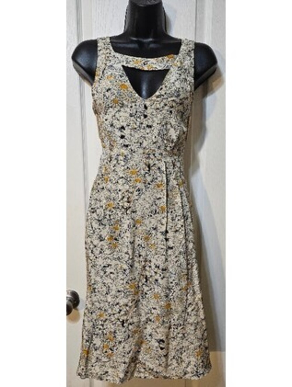 Anthropologie Silk Printed Tank Dress Size 2 Chalk Whisper